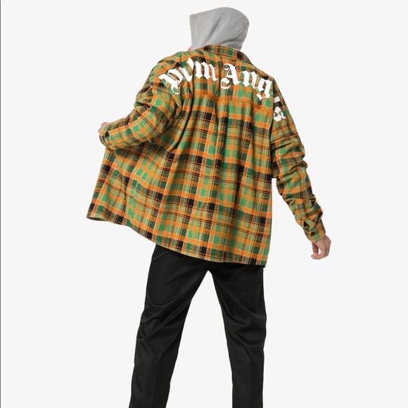 palm angels green flannel
